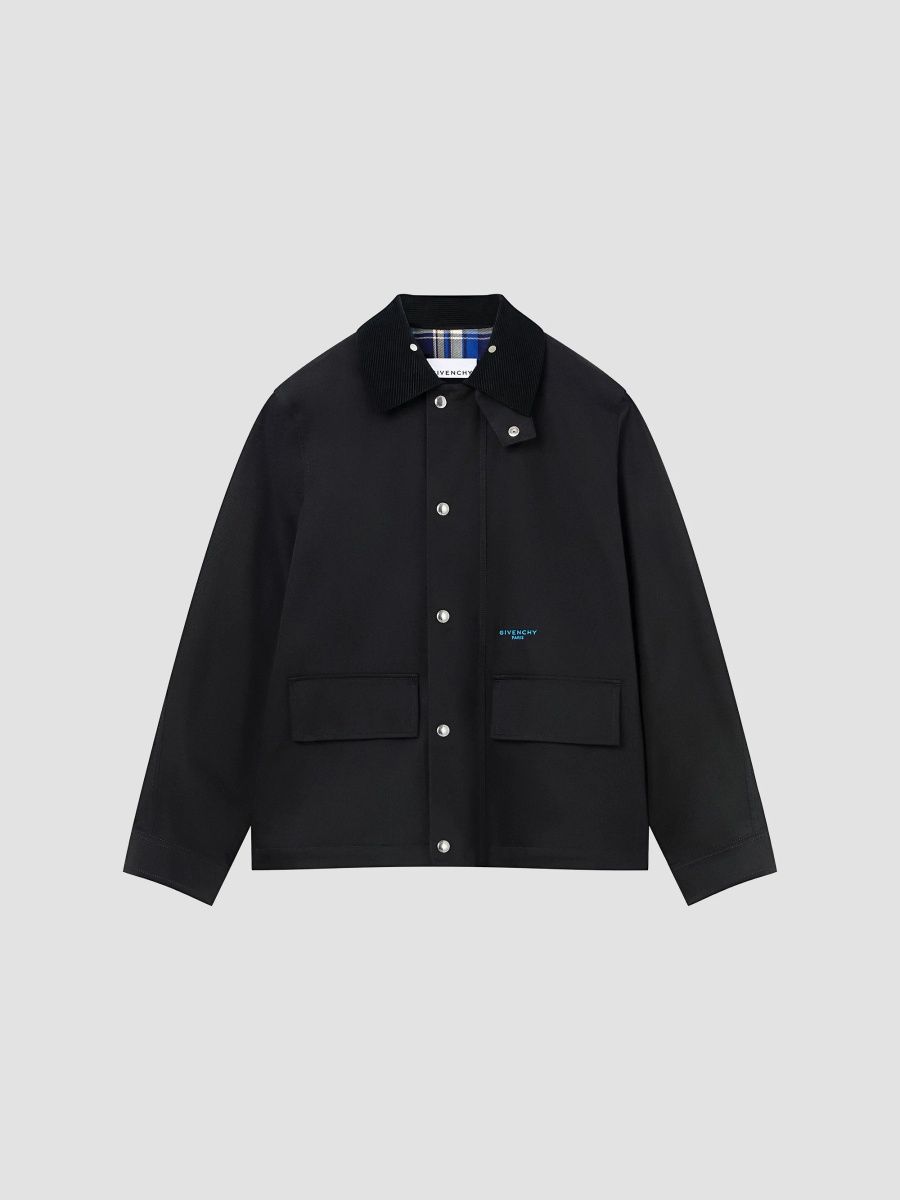 Givenchy Men's Field Jacket in Cotton with a Checked Lining - Black - Size 38