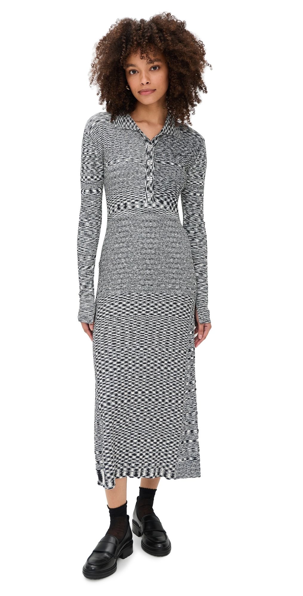 GANNI Spacedyed Knit Dress Black M