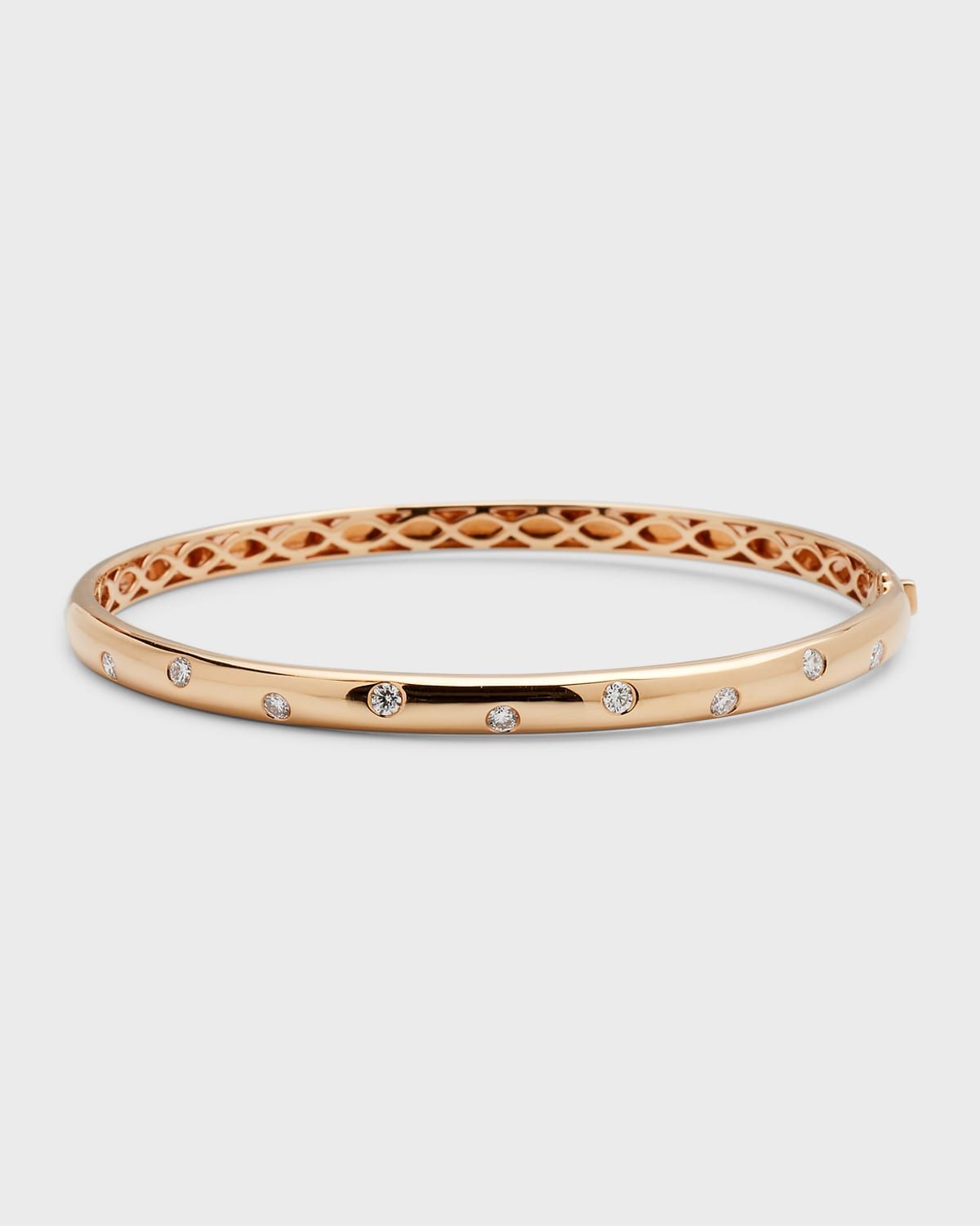 18k Rose Gold 9-Diamond Oval Bangle