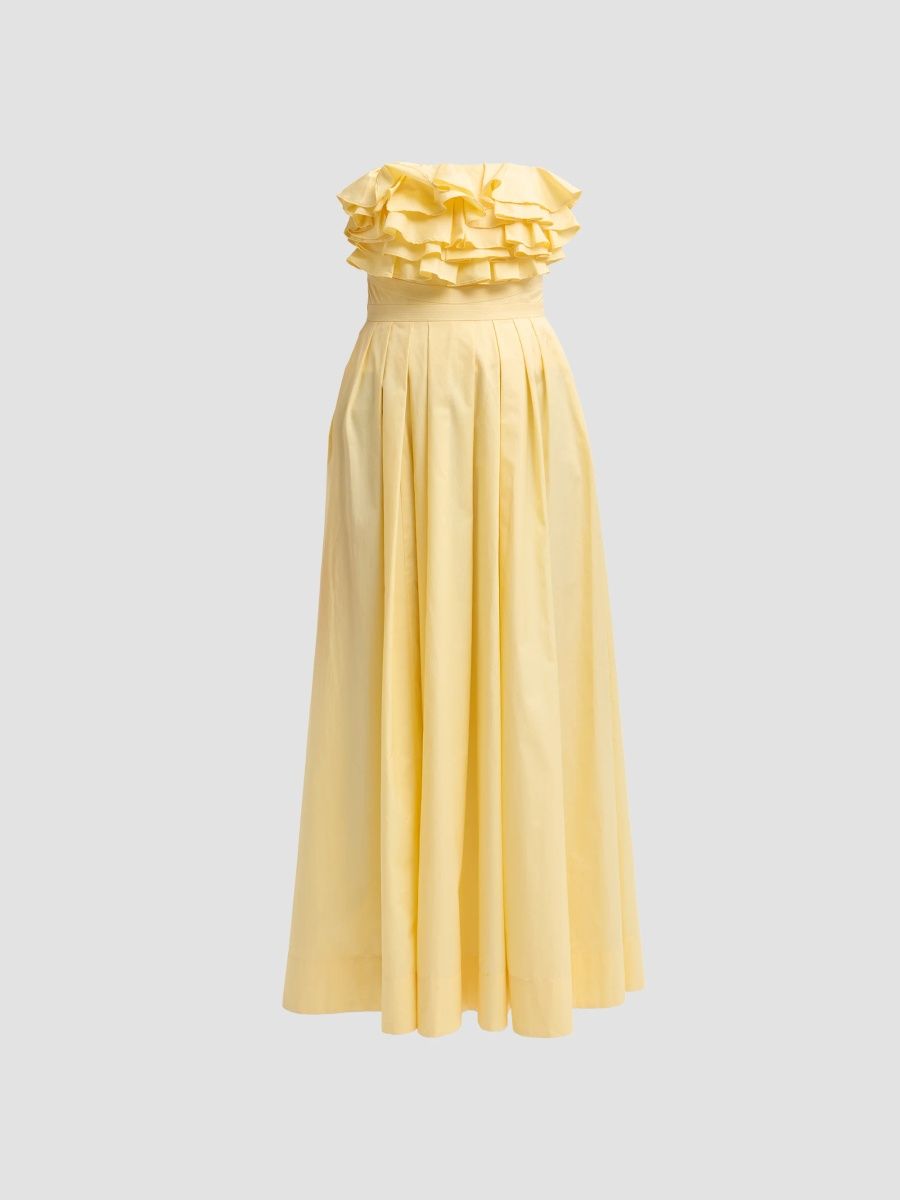 Ulla Johnson Women's Eugenie Cotton Strapless Maxi Dress - Lemonbalm - Size 10