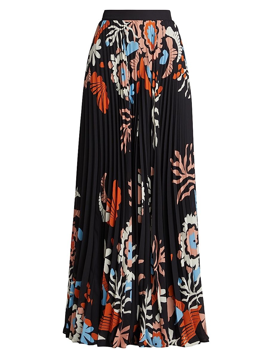Women's Adrienne Floral Pleated Palazzo Pants - Paradise Mirage Onyx Black - Size 10