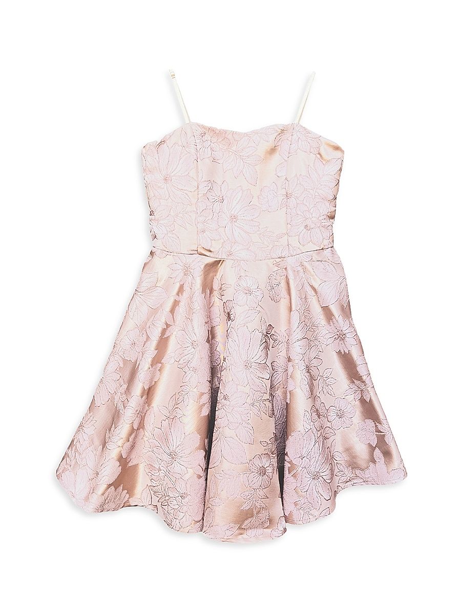 Girl's Brocade Satin Dress - Pink - Size 16