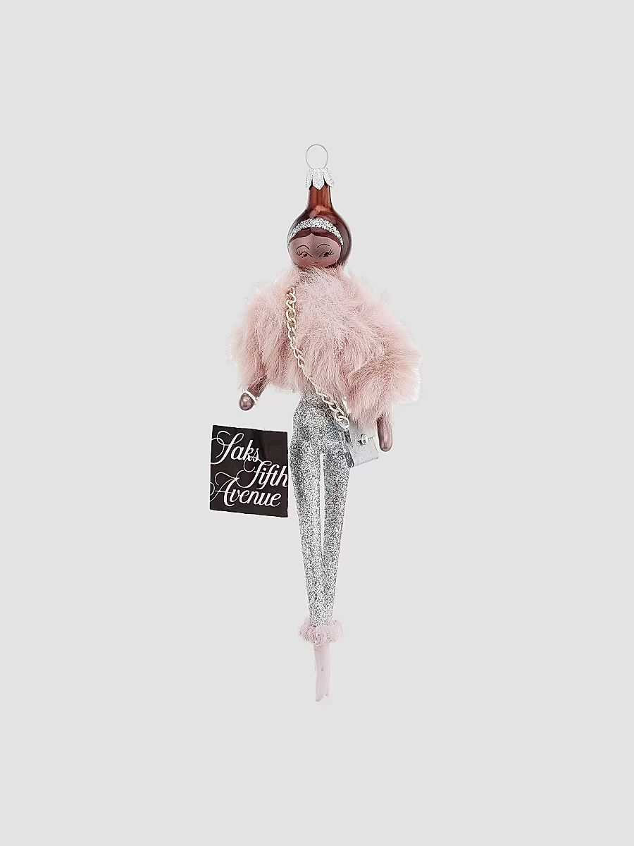 Soffieria De Carlini Faux-Fur Jacket, Metallic Pants & Saks Bag Ornament