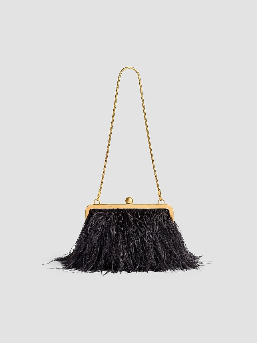 Khaite Women's Lilith Ostrich Feather Evening Bag - Black