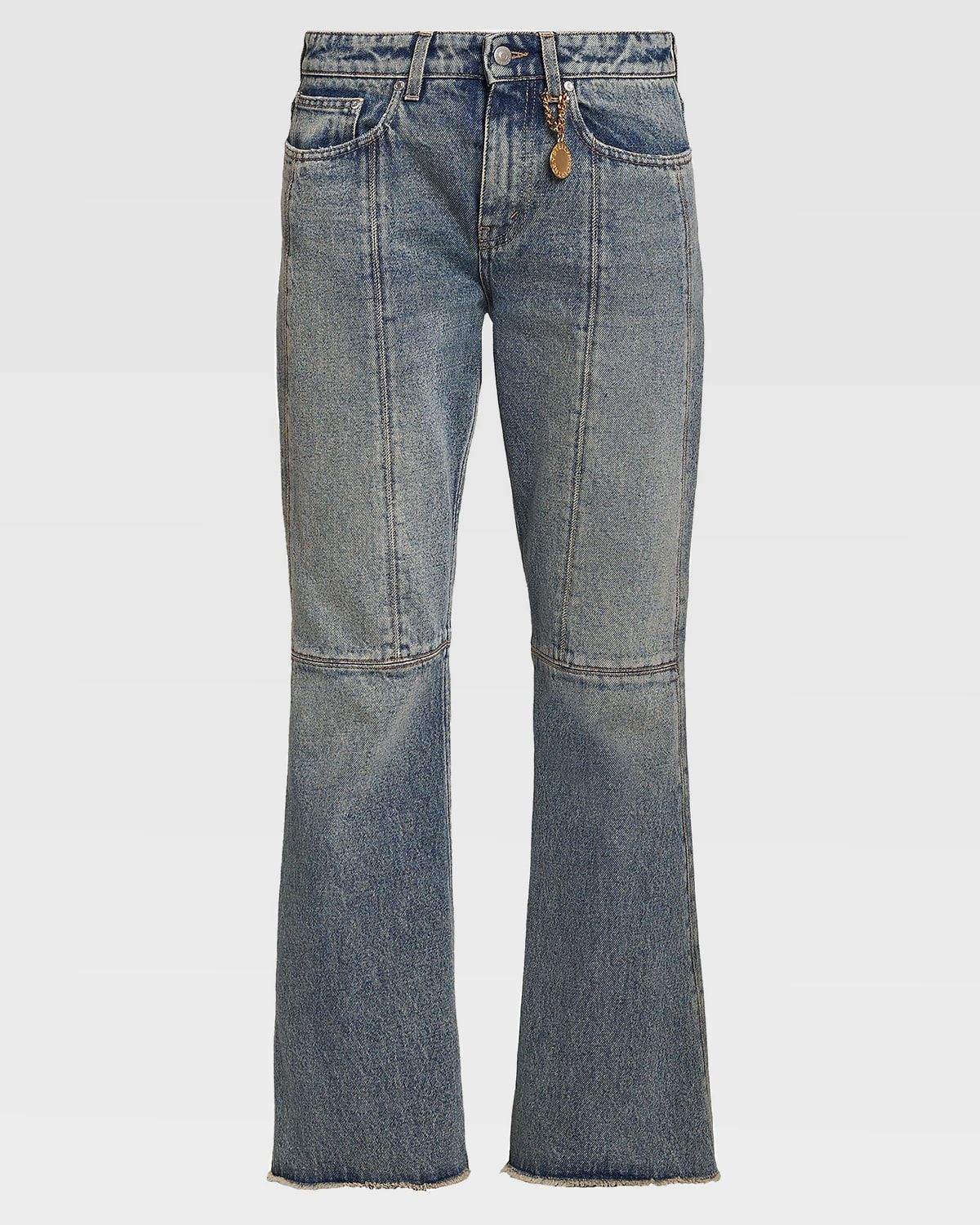 Paneled Kick-Flare Ankle Jeans