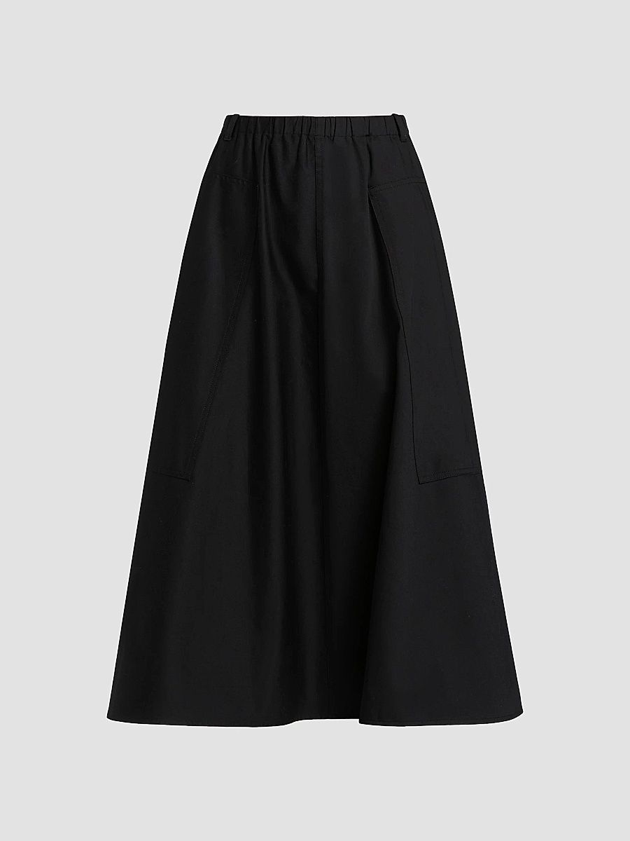 Vince Women's Pocket Full Cotton Midi-Skirt - Black - Size XXS