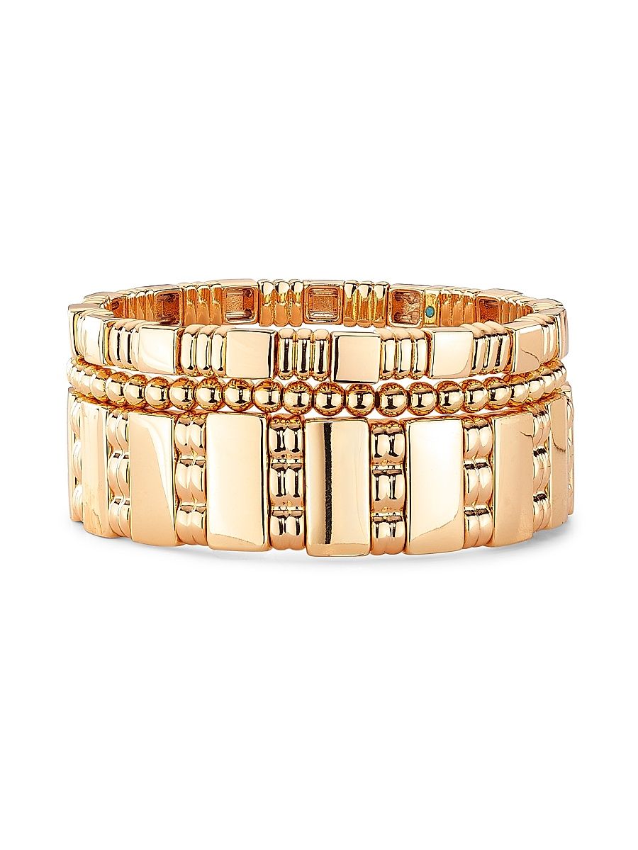 Women's Golden Rule Set Of 3 Goldtone Stretch Bracelets - Gold