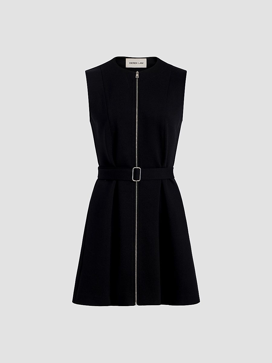 Women's Deeda Ponte Zip-Front Mini Dress - Black - Size 10