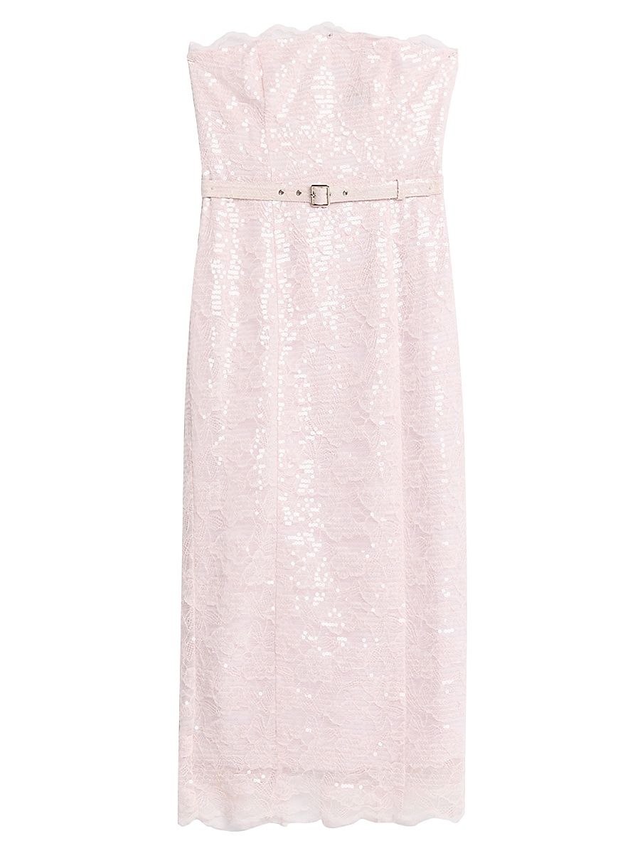 Women's Vivian Strapless Belted Lace Midi-Dress - Ballet - Size 12