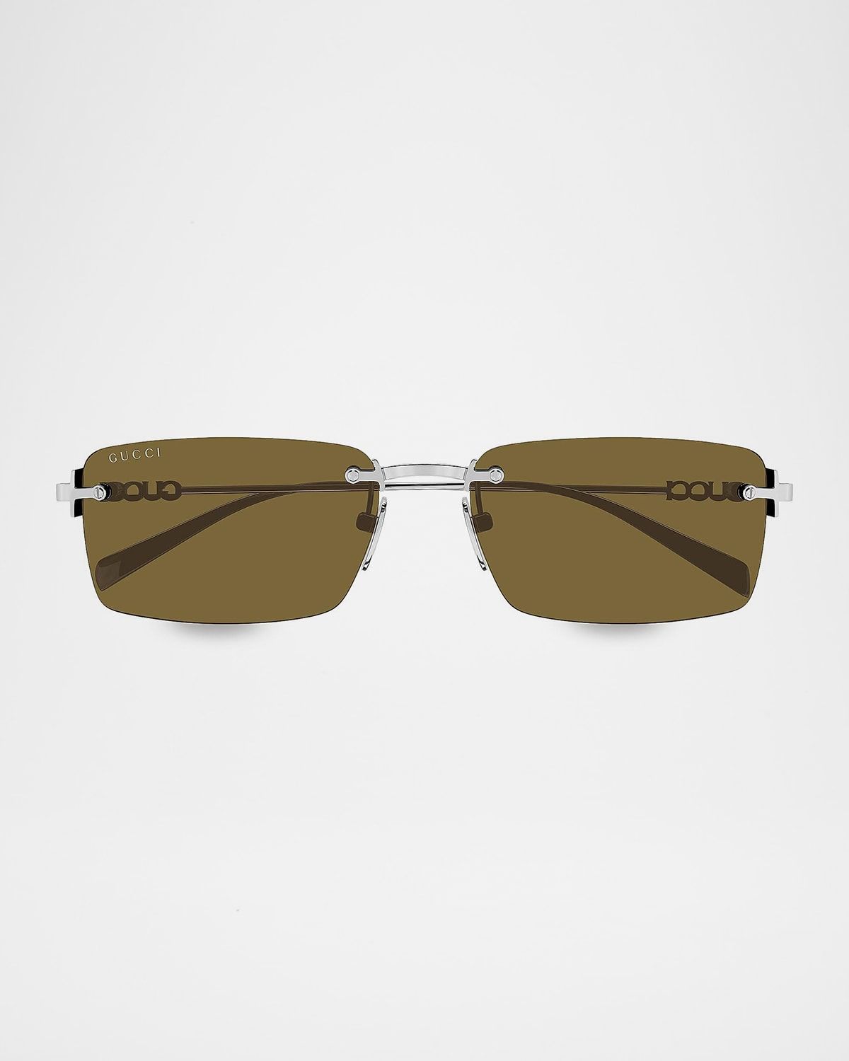 Men & apos;s Gucci Block 56mm Rimless Rectangular Metal Sunglasses