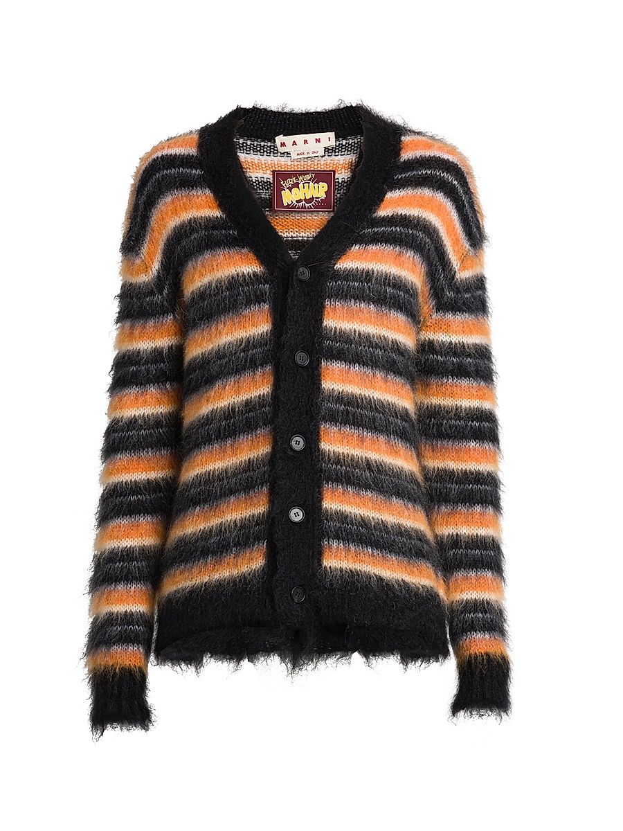 Men's Fuzzy Wuzzy Stripe Cardigan - Black - Size 40