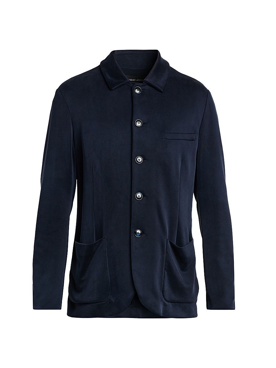 Men's Patch Pocket Jersey Blazer - Blue Navy - Size 48