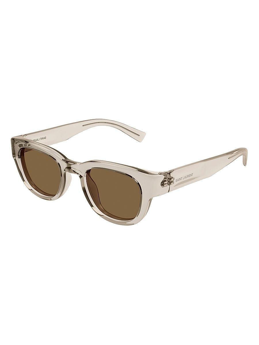 Men's Script SL 675 46MM Round Sunglasses - Translucent Beige Brown