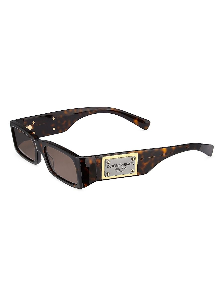 Men's 55MM Rectangular Sunglasses - Havana