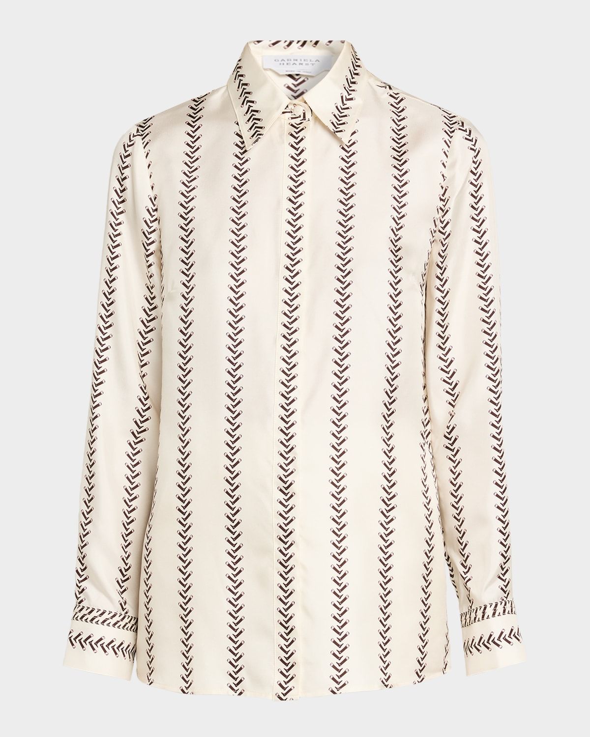Cruz Riding-Boot Striped Silk Button-Down Shirt