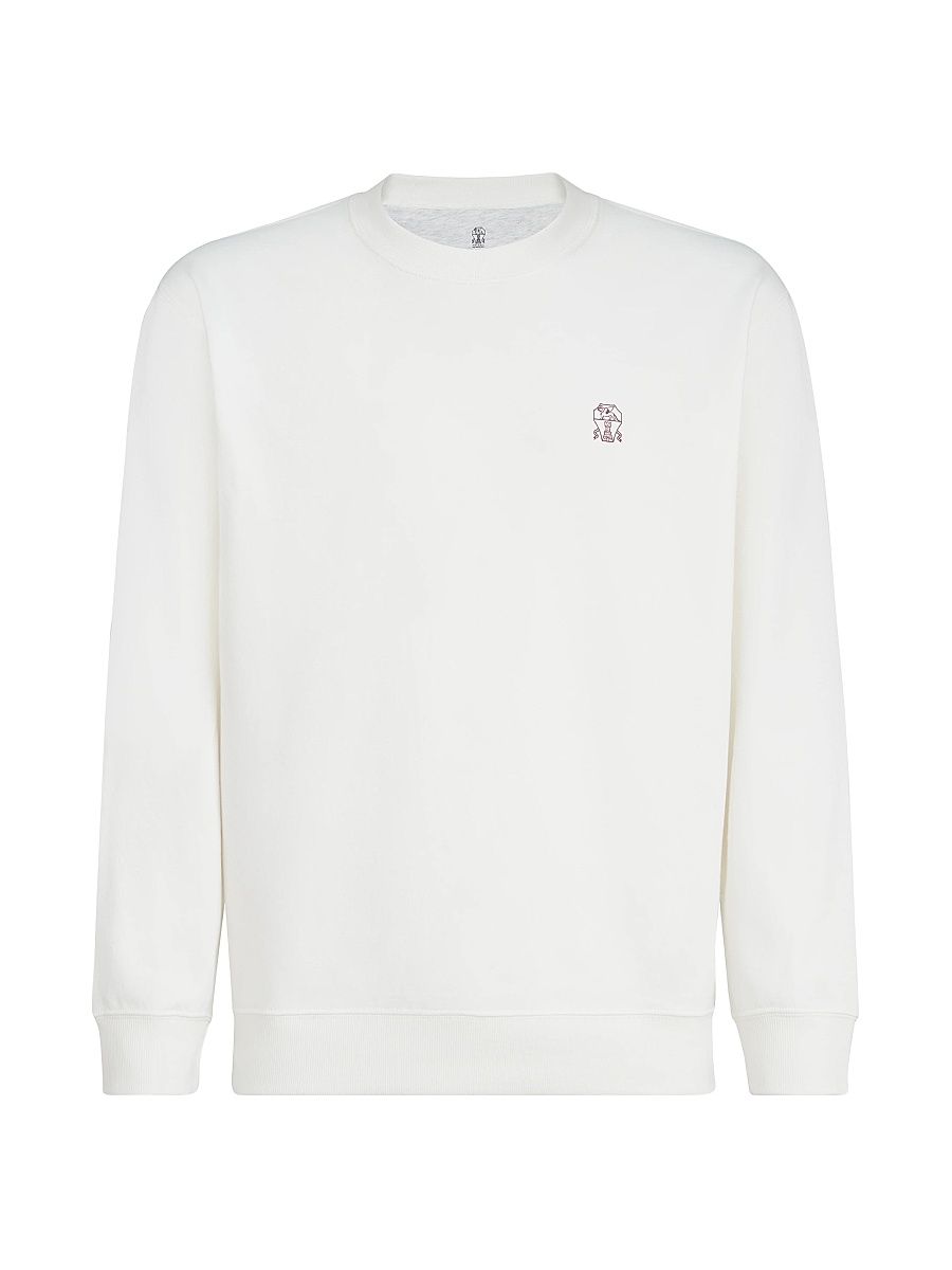 Men's Techno Cotton French Terry Sweatshirt with Print - Off White - Size XXXXXL