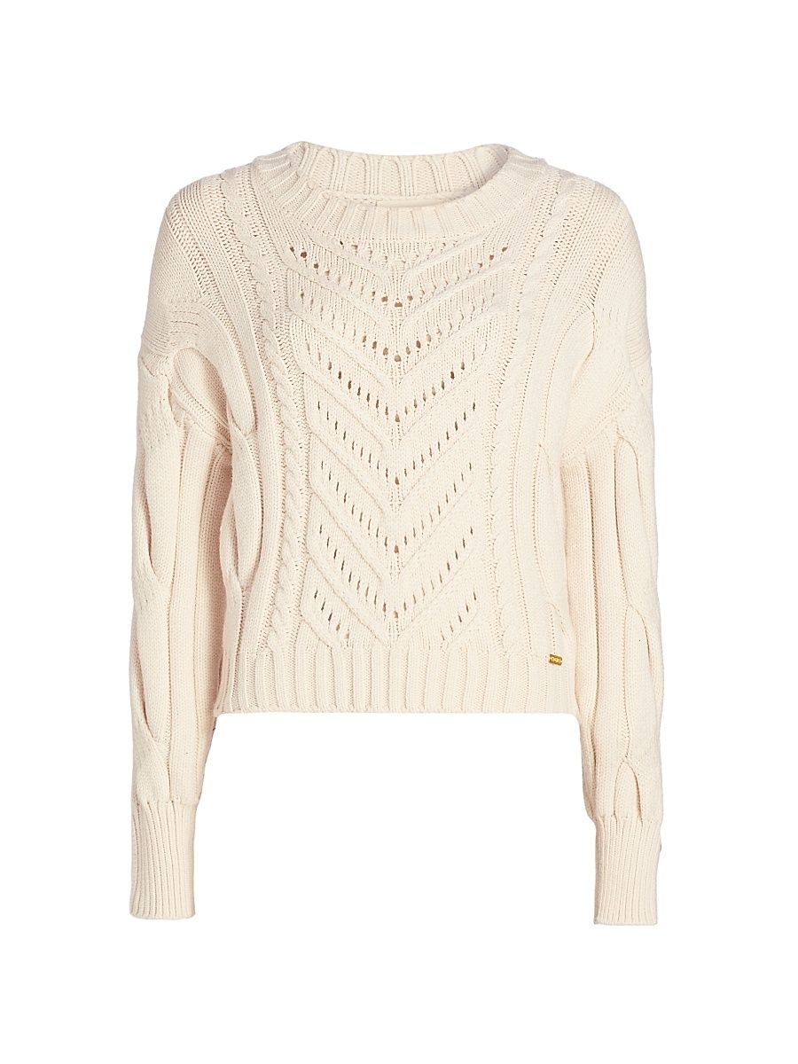 Women's Storm Boxy Crop Sweater - Ivory Gold - Size XL