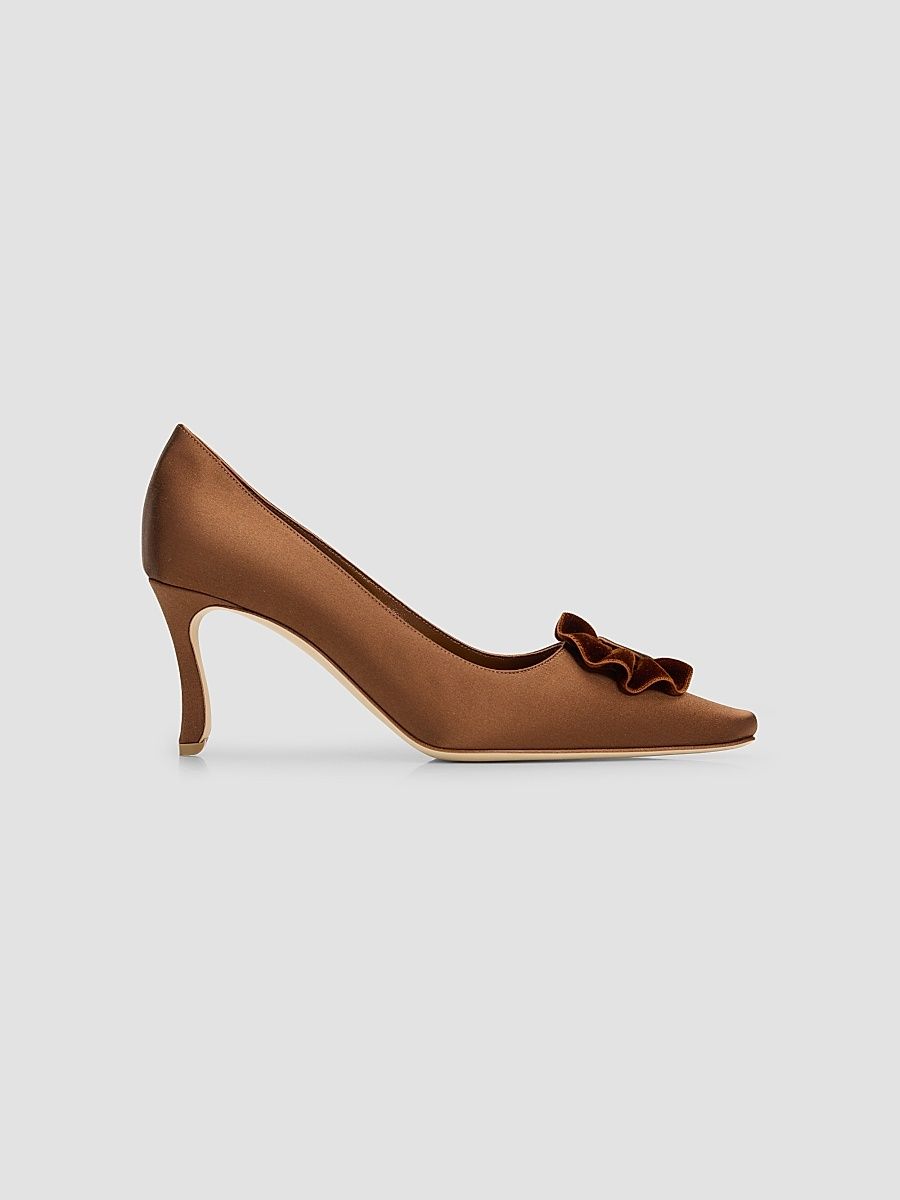 Women's Fortan 70MM Satin Stiletto Pumps - Medium Brown - Size 8