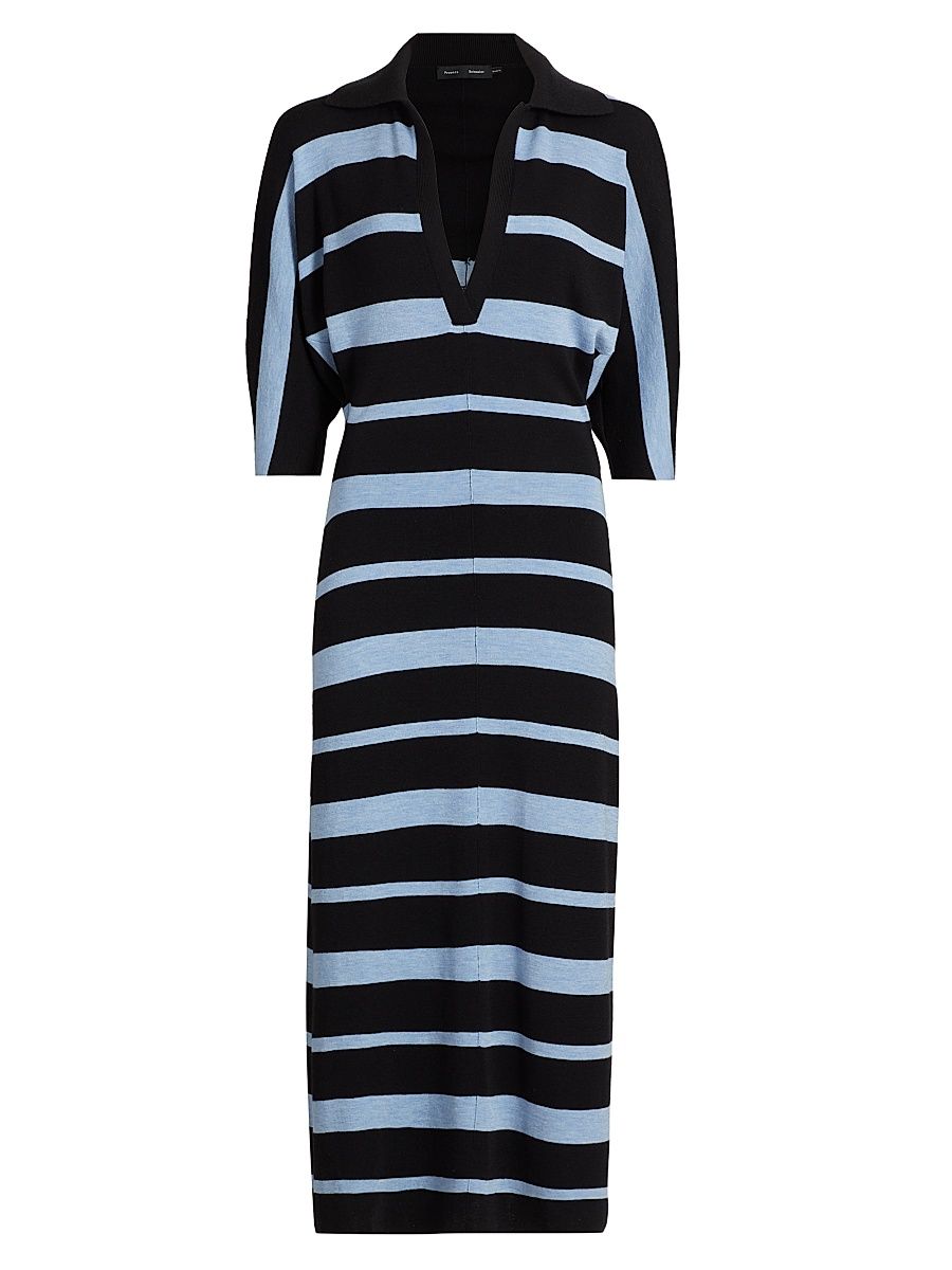 Women's Solana Wool-Silk Midi-Dress - Black Multi - Size Large