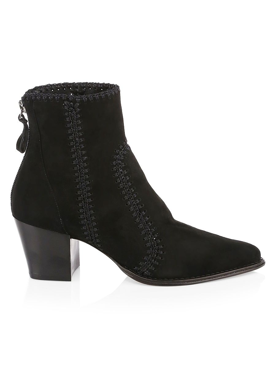 Women's Benta Embroidered Suede Ankle Boots - Black - Size 5.5