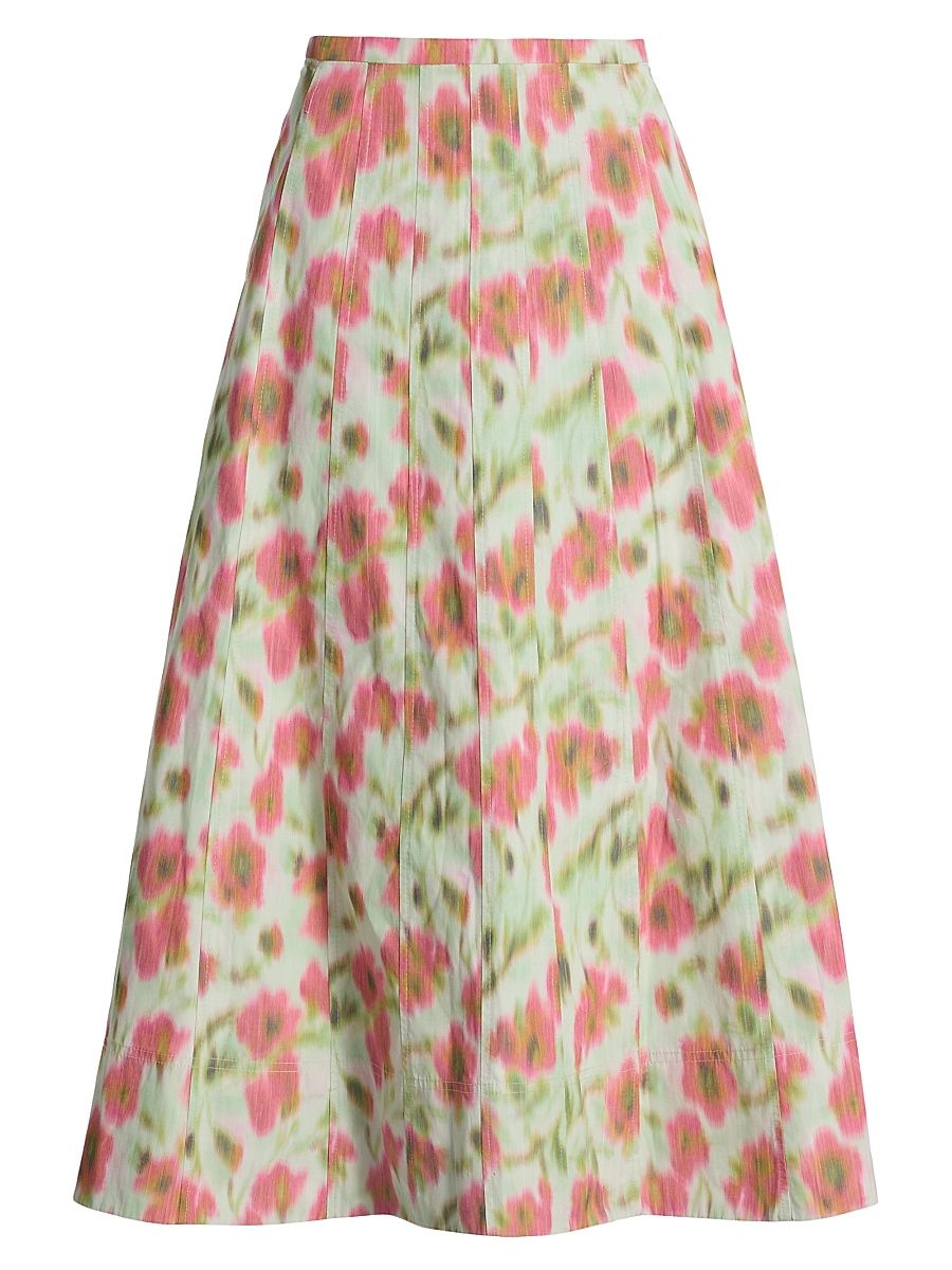 Women's Tavia Cascading Floral Midi-Skirt - Pistachio Multi - Size 14