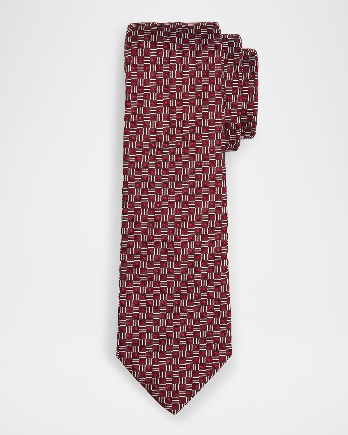 Men & apos;s Micro-Geometric Square Silk Tie