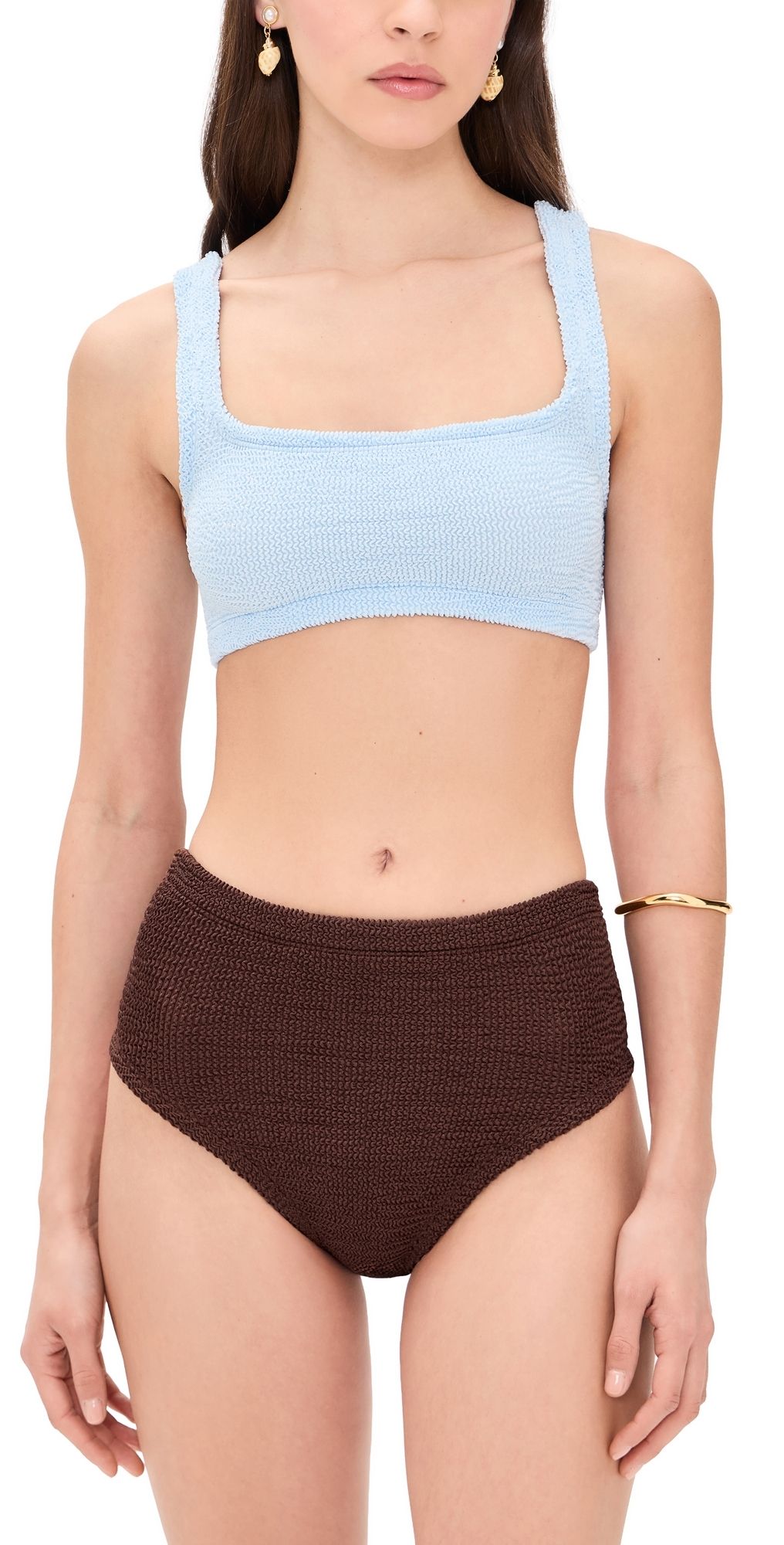 Hunza G Patricia Bikini Set Ice Blue/Chocolate One Size