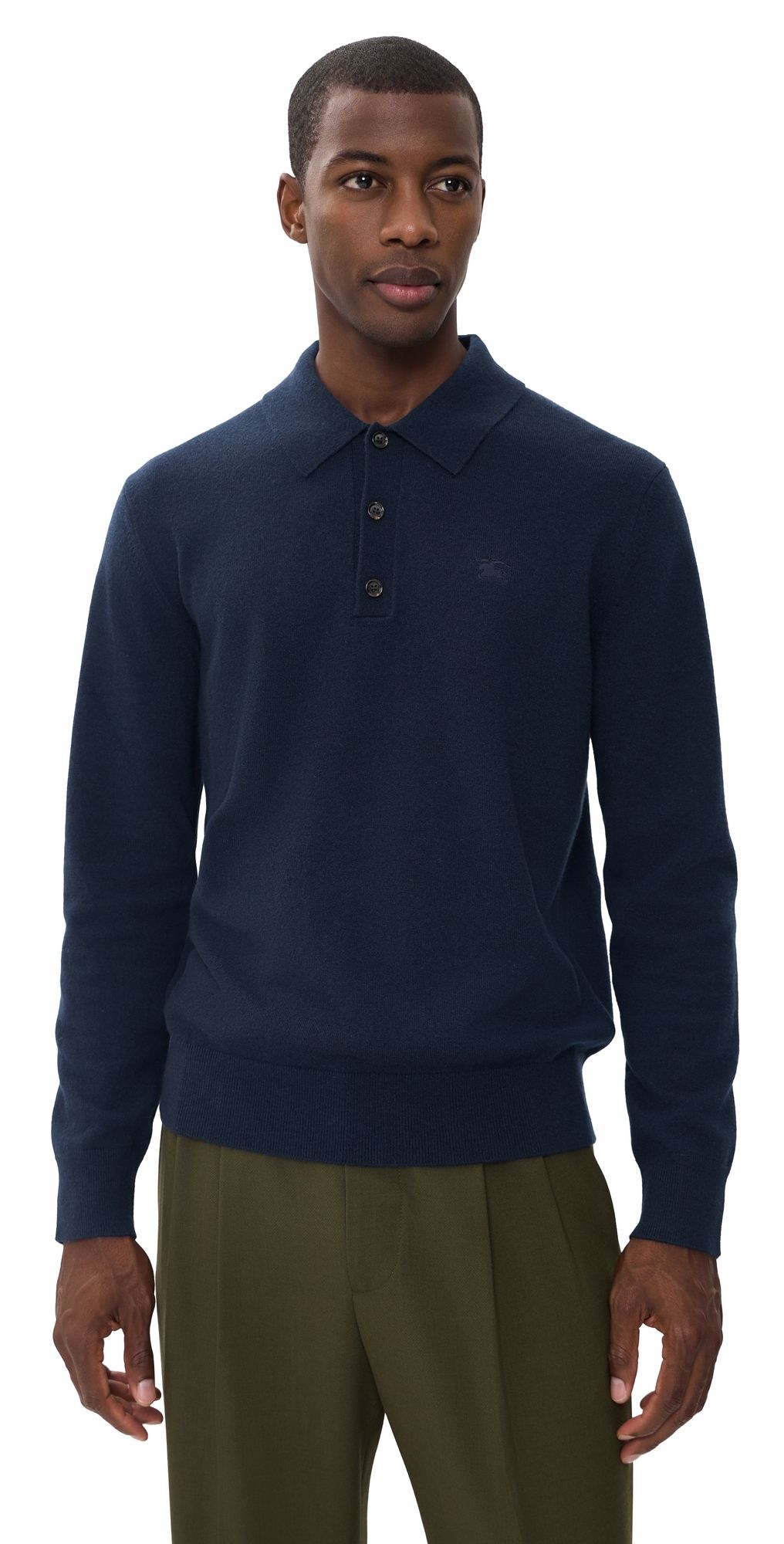 Burberry Carson Luxe Cashmere Polo Sweater Navy S