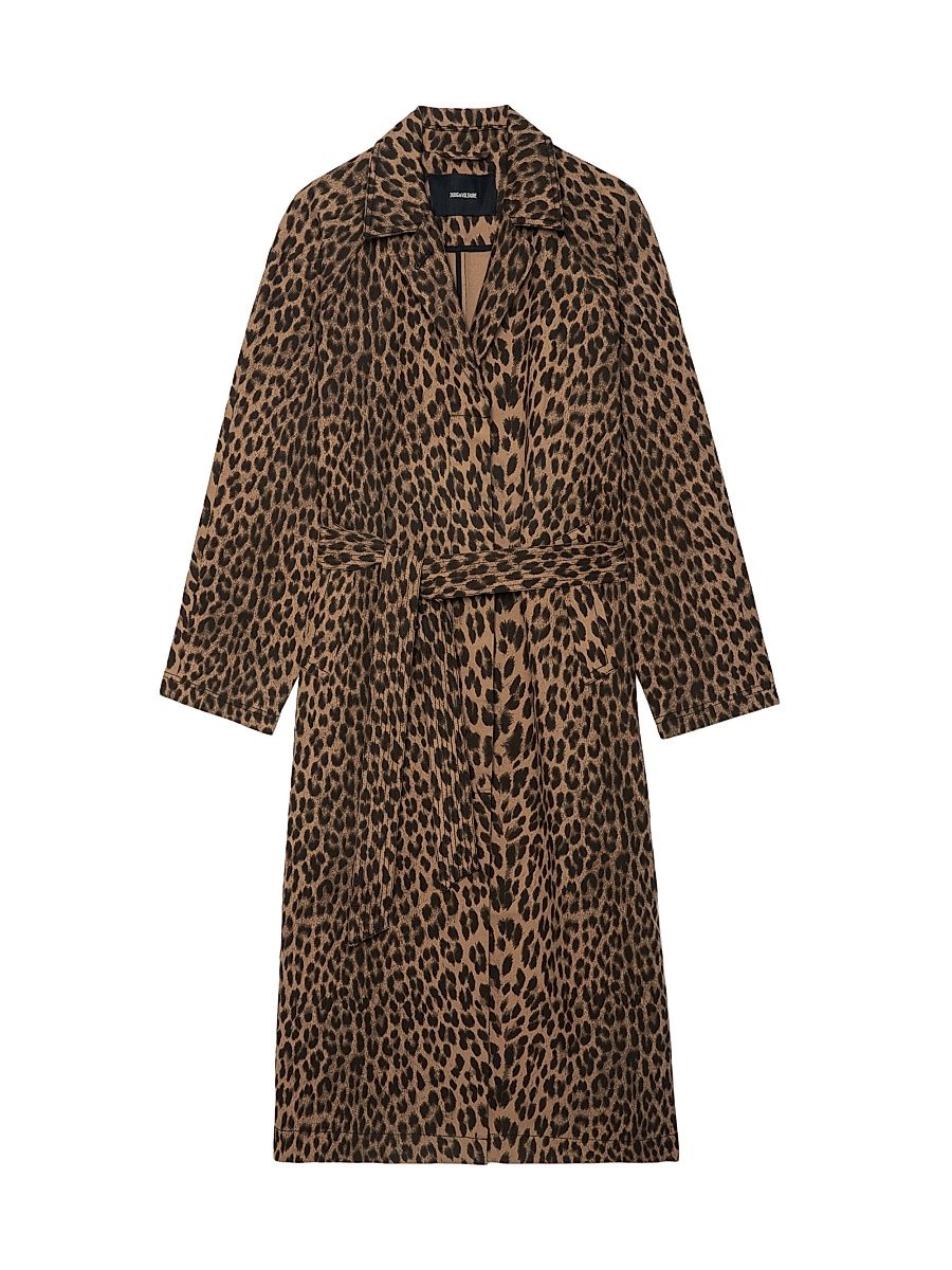 Women's Mentle Leopard-Print Canvas Coat - Daim - Size Medium
