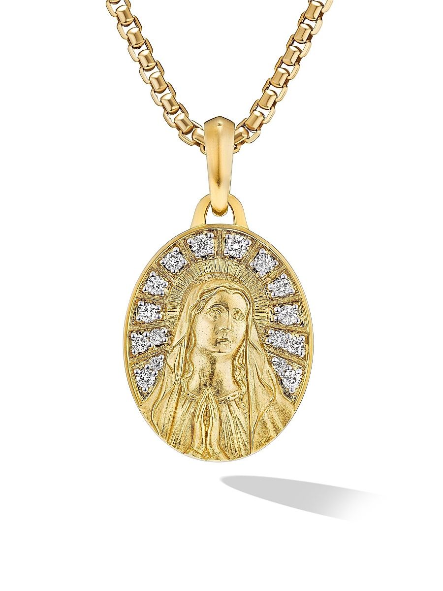 Men's Mary Amulet in 18K Yellow Gold - Diamond