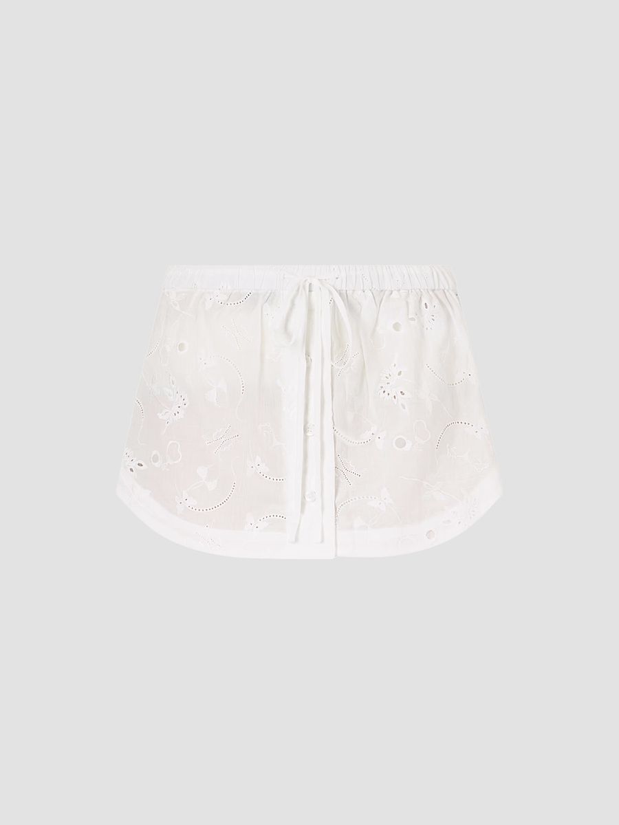 Women's Simone Cotton Eyelet Mini Skirt - Ivory - Size XS