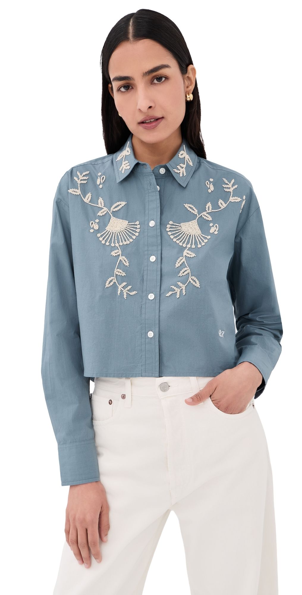 Veronica Beard Aderes Shirt Blue Steel 4