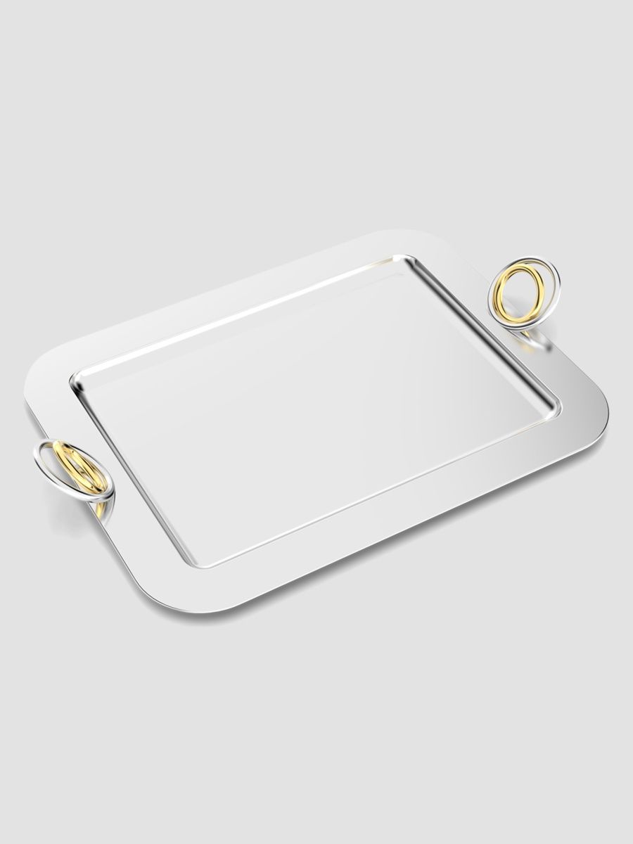 ANNA New York Ring Stainless Steel & Brass Large Tray - Silver Gold