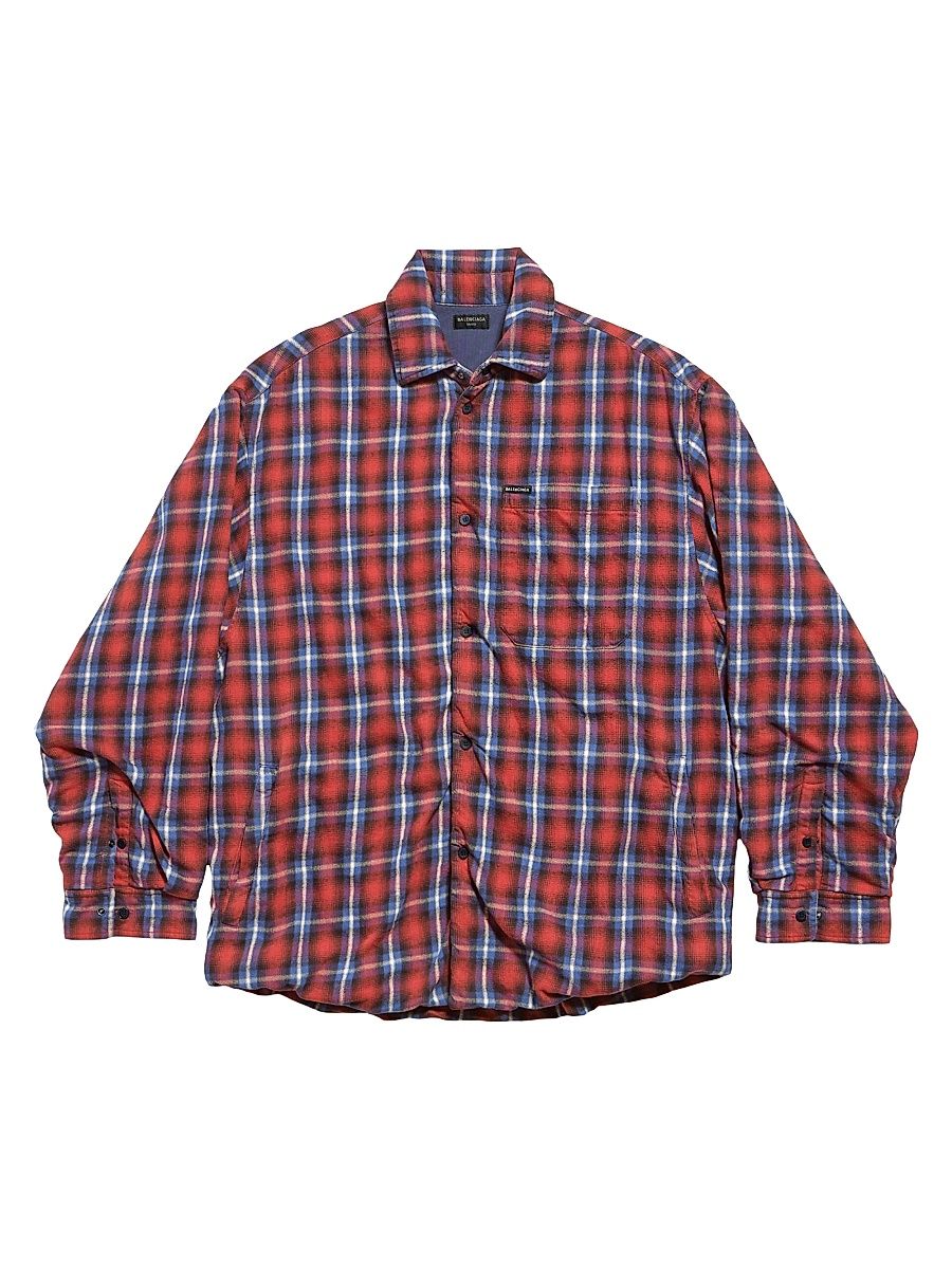 Men's Lined Shirt - Red Blue - Size XL