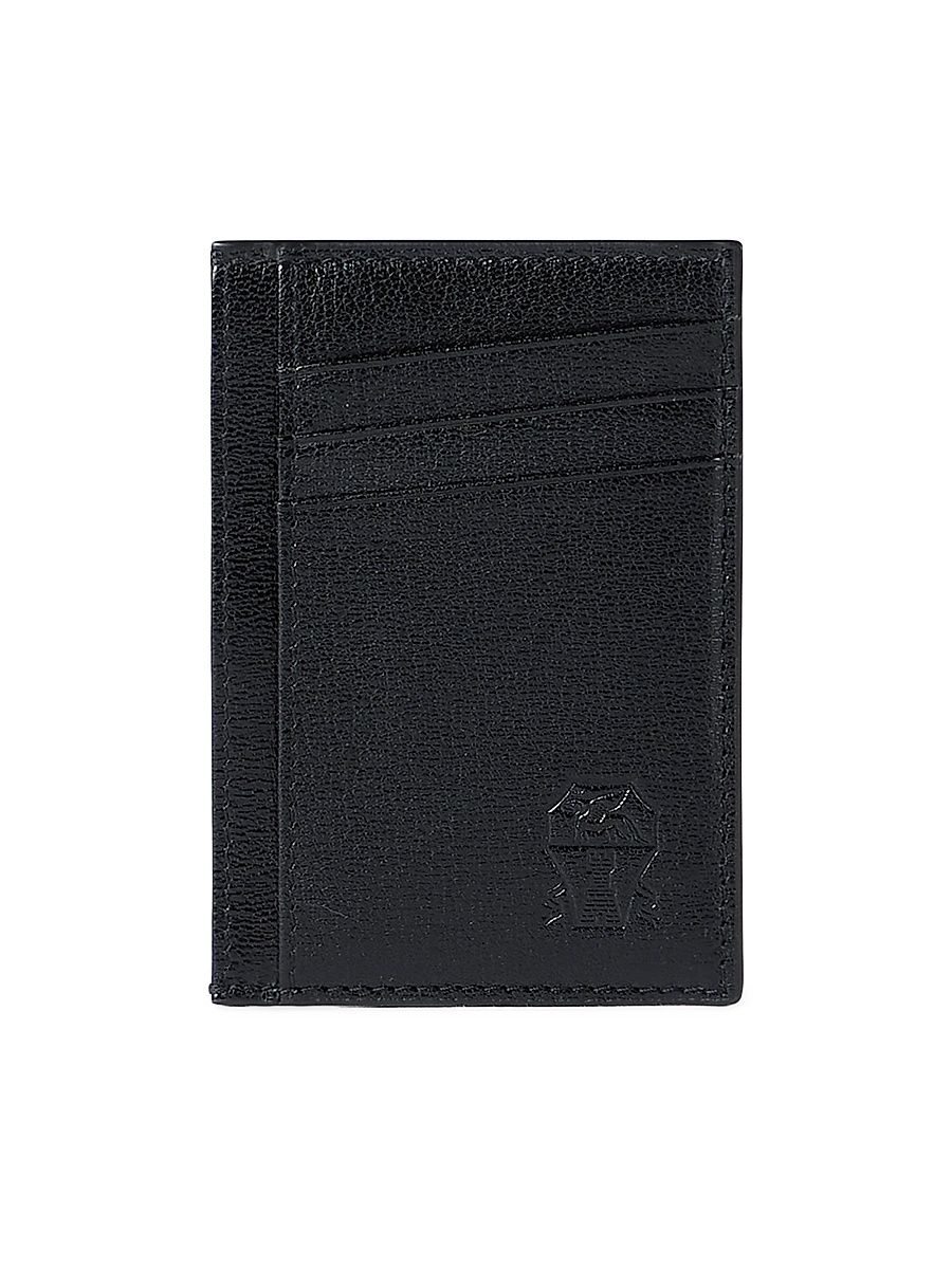Men's Grained Leather Card Holder - Black