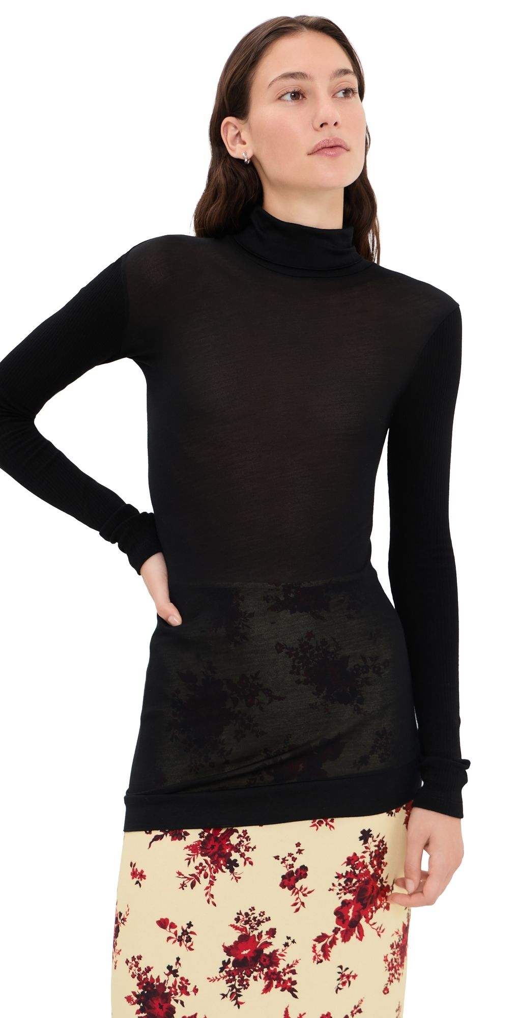 Jil Sander Long Sleeve Silk Top Black M