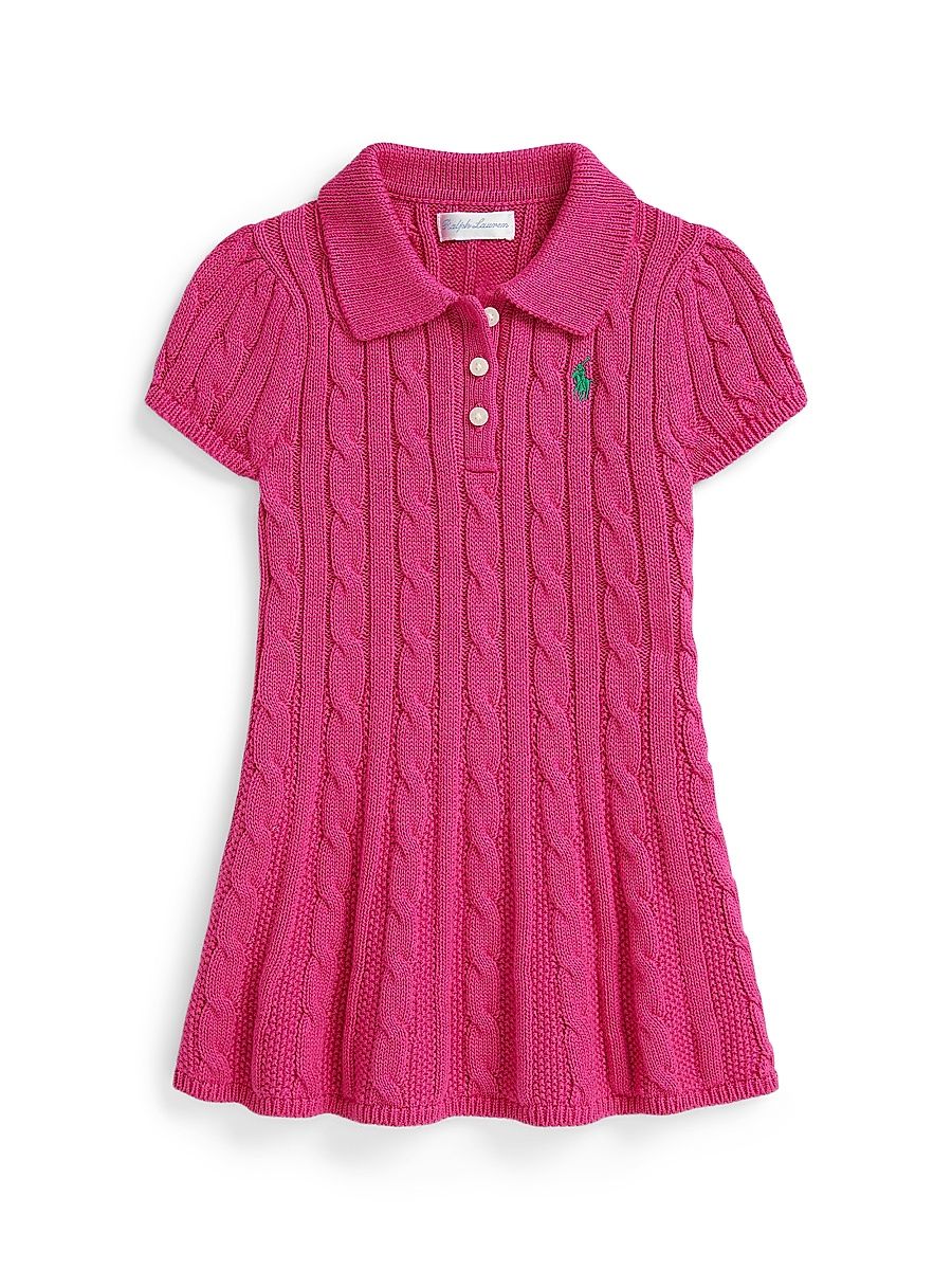 Baby Girl's Cable-Knit Polo Sweaterdress - College Pink - Size 6 Months