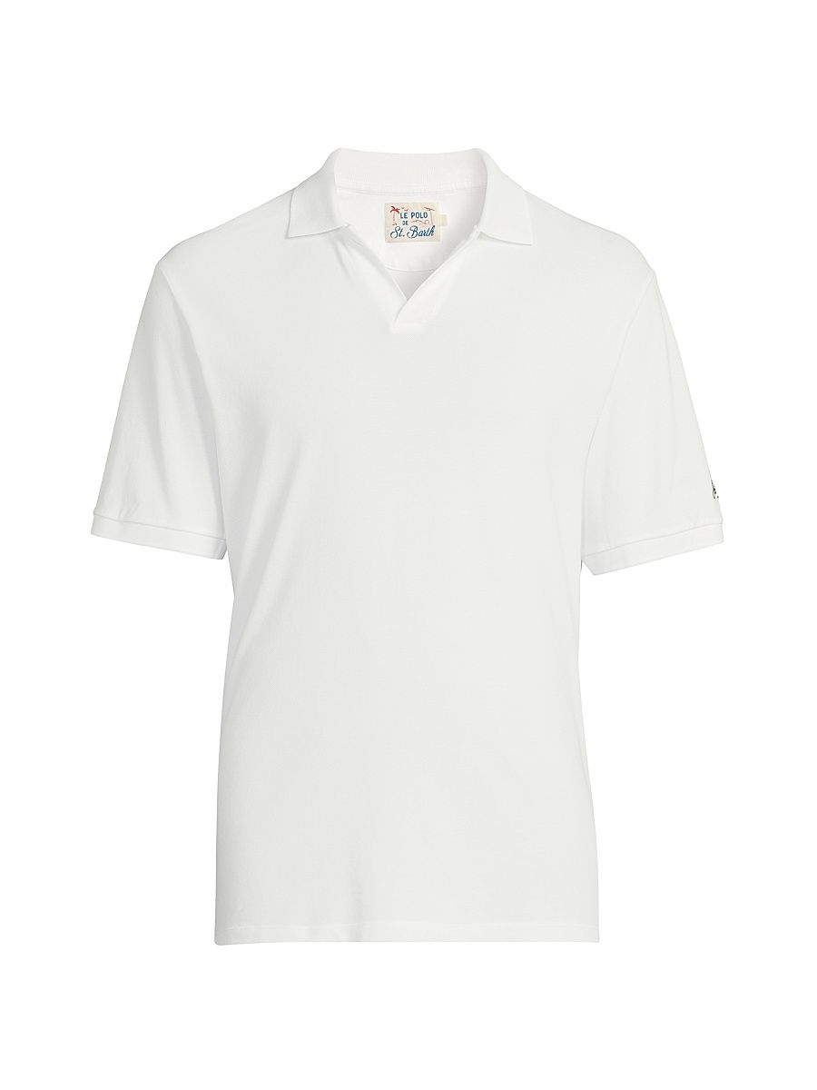 Men's Charles Stretch-Cotton Polo Shirt - White - Size Medium
