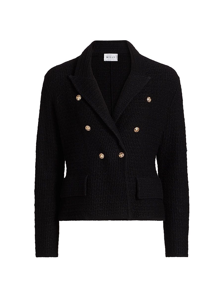 Women's Kimmie Textured Knit Blazer - Black - Size Large