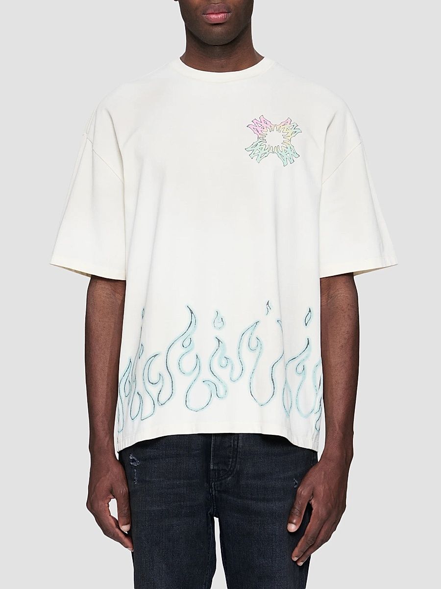 Men's MA Quad Flames Skate Crewneck T-Shirt - Ivory - Size XS