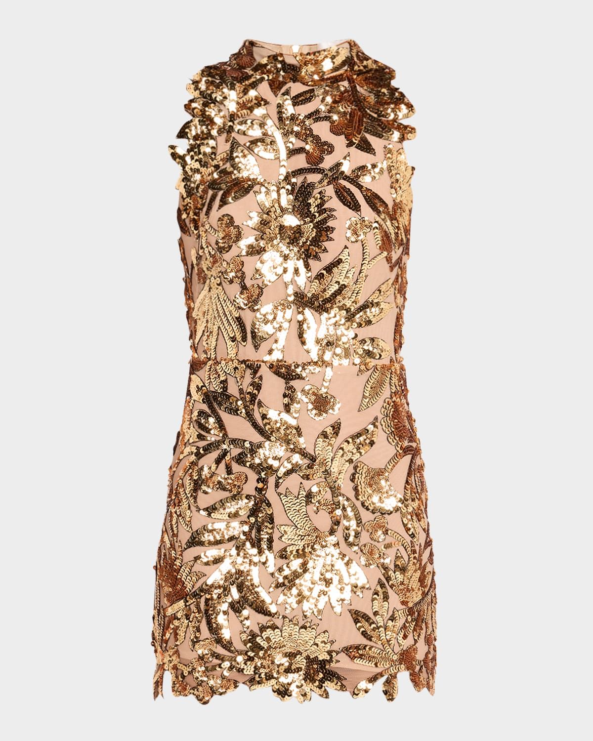 Dahlia Halter Sequin Floral Mini Dress