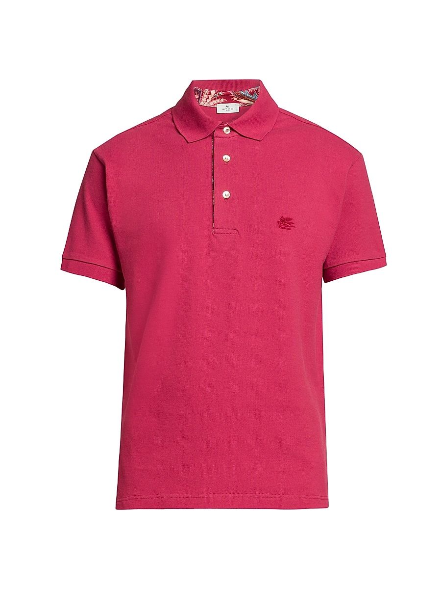 Men's Piqué Cotton Polo Top - Dark Red - Size XXL