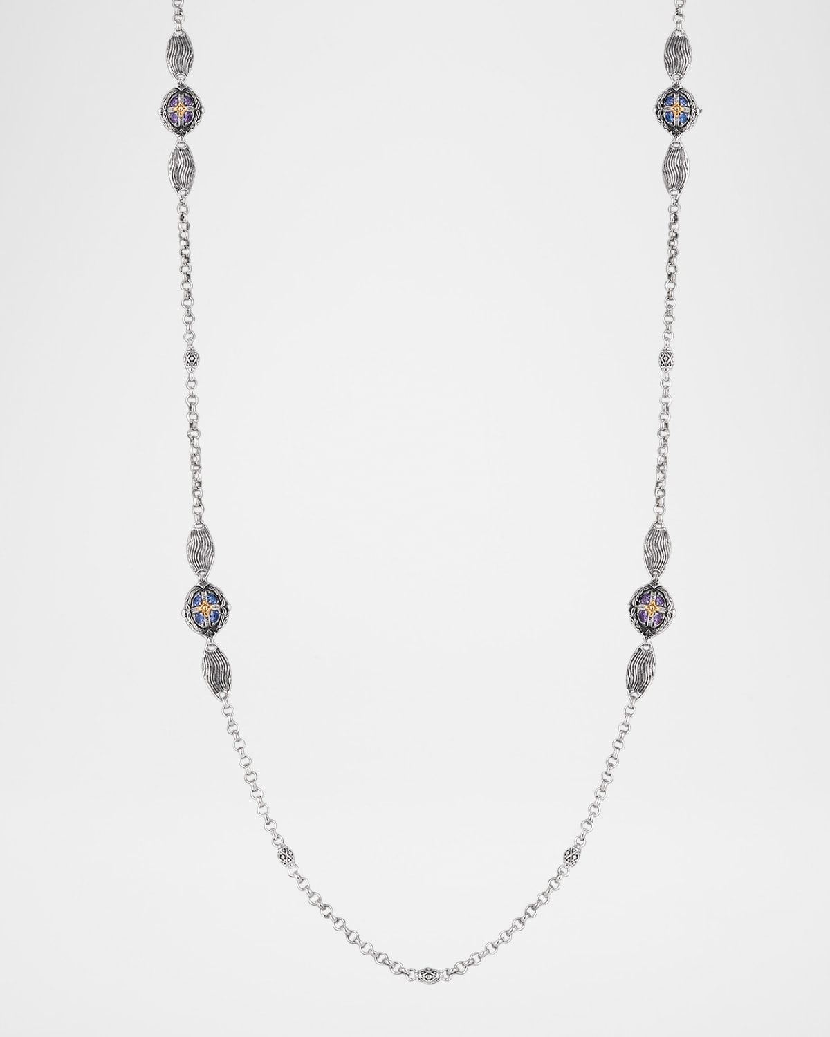 Kyma Amethyst and Swiss Blue Topaz Necklace