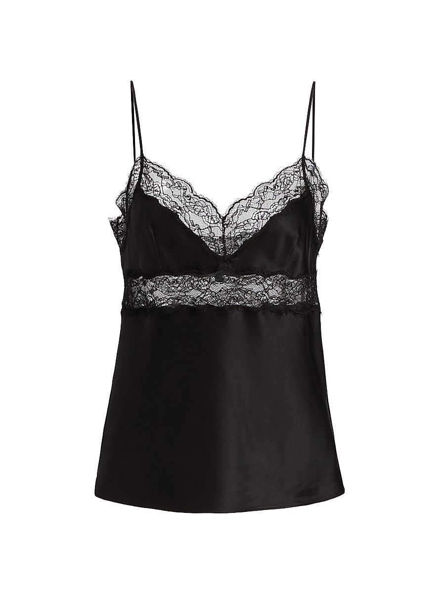 Women's Felicie Silk Lace Camisole - Black - Size XL