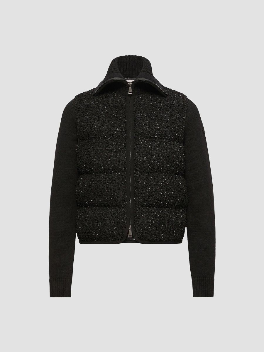 Moncler Women's Wool & Cashmere Blend Down Cardigan - Black - Size XS