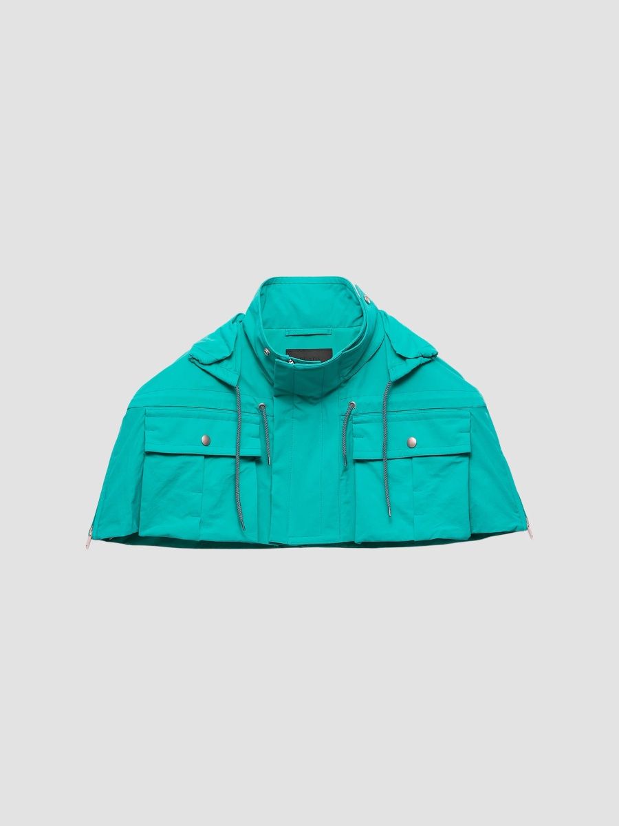 Prada Men's Technical Fabric Capelet - Blue - Size Medium