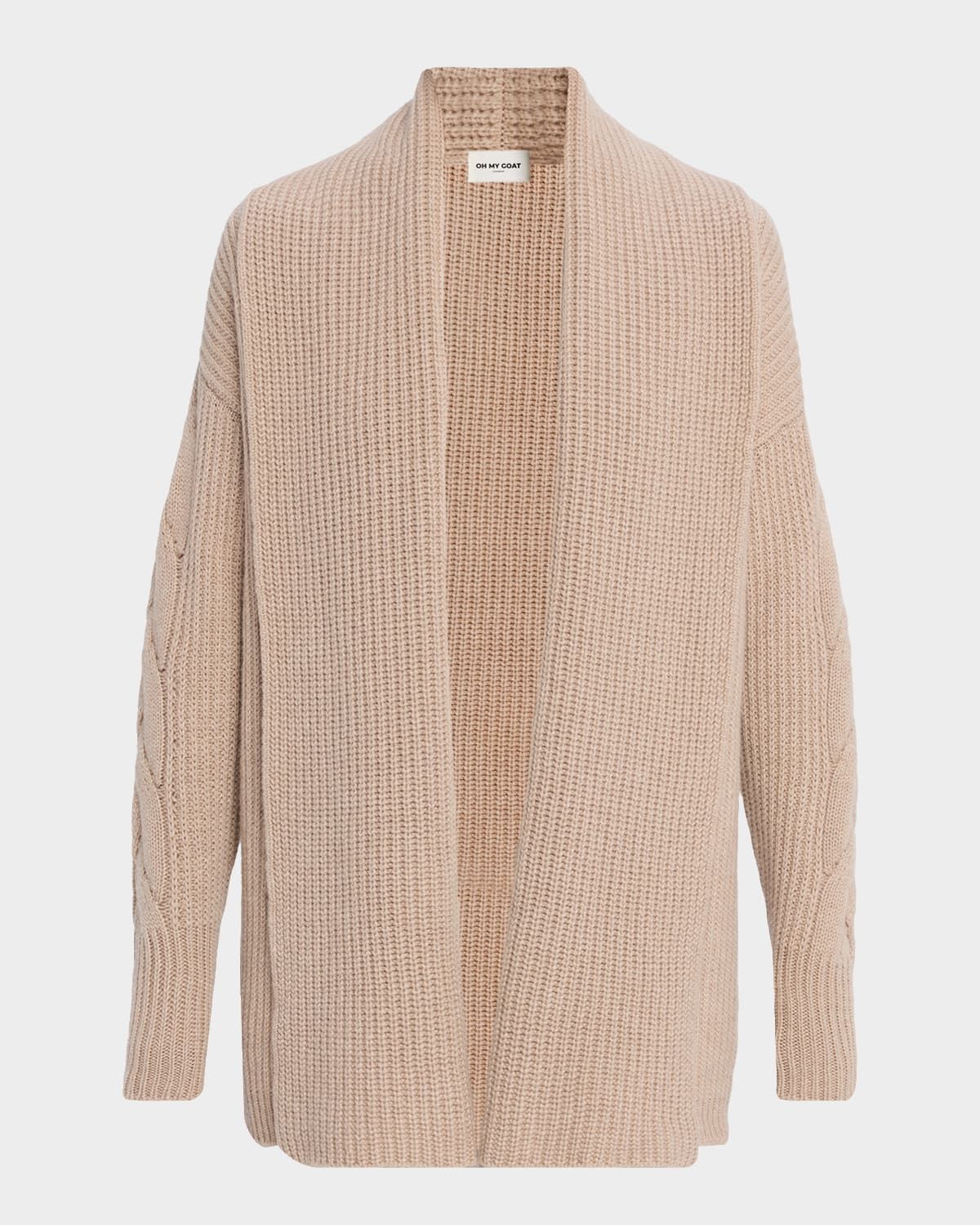 Open-Front Cashmere Rib Knit Cardigan