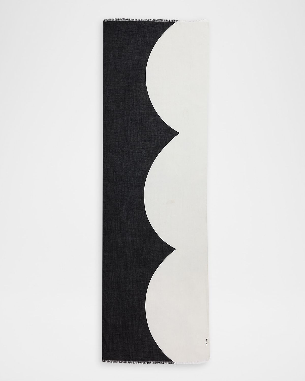 Scalloped Cloud-Print Cashmere Scarf