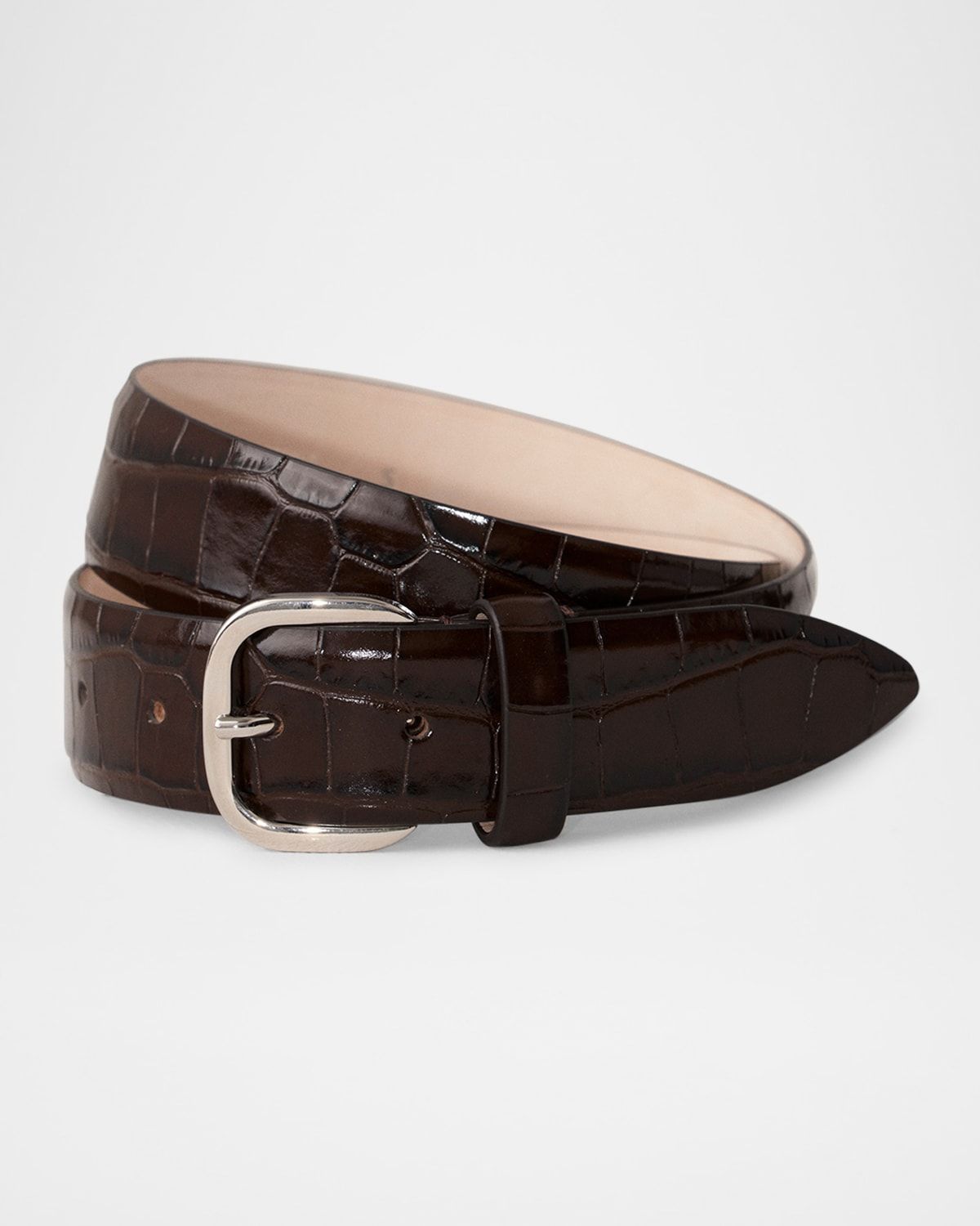 Jeanne Crocodile Textured Leather Belt