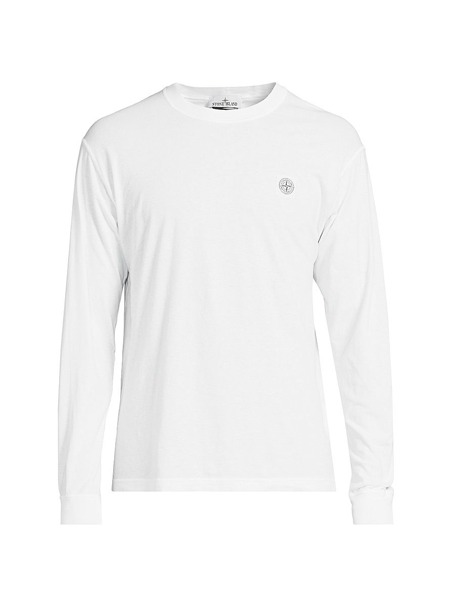 Men's Long-Sleeve Cotton T-Shirt - White - Size XL